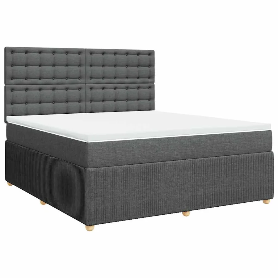 Sommier à lattes de lit avec matelas Gris foncé 180x200cm Tissu - 3