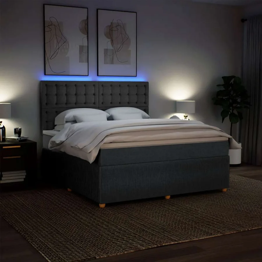 Sommier à lattes de lit avec matelas Gris foncé 180x200cm Tissu - 4