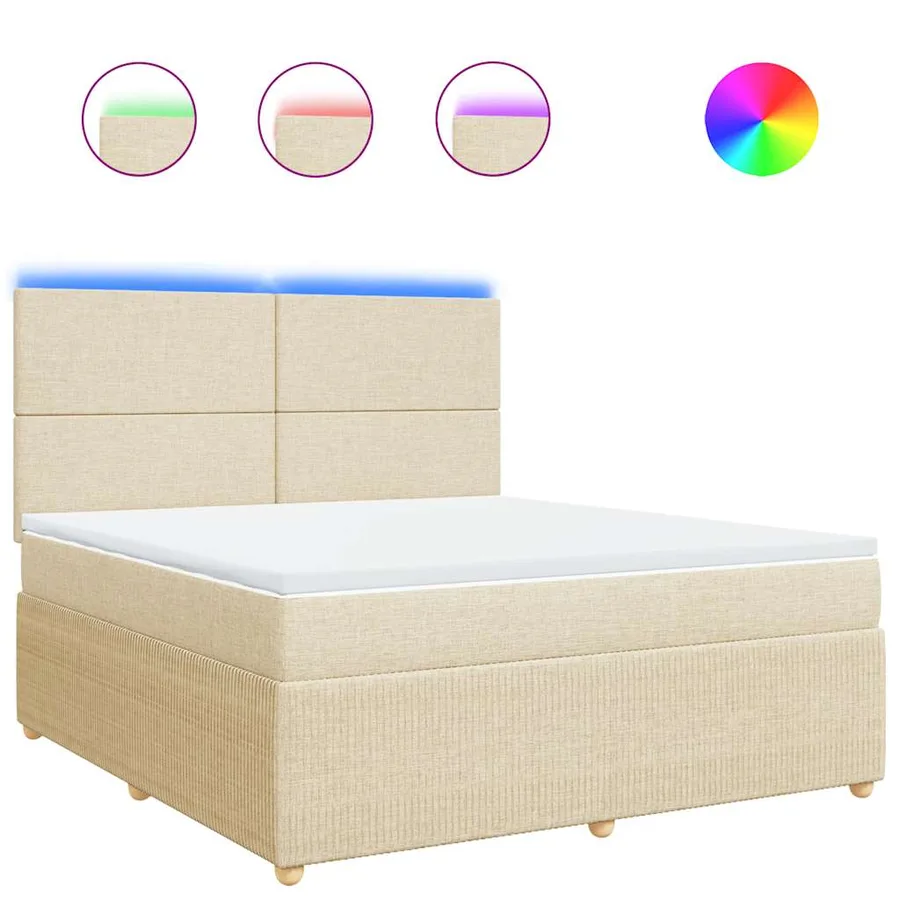 Sommier à lattes de lit avec matelas Crème 180x200 cm Tissu - 2