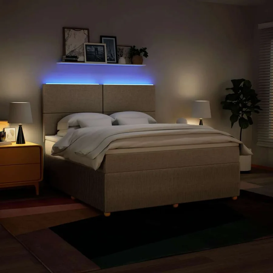Sommier à lattes de lit avec matelas Crème 180x200 cm Tissu - 4