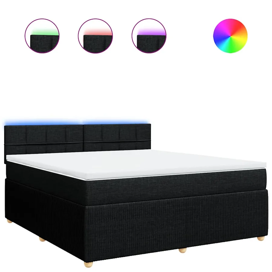 Sommier à lattes de lit avec matelas Noir 180x200 cm Tissu - 2