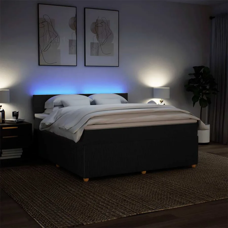 Sommier à lattes de lit avec matelas Noir 180x200 cm Tissu - 5