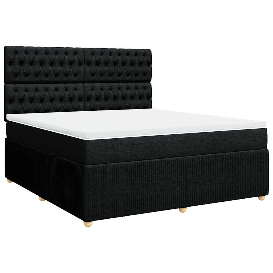 Sommier à lattes de lit avec matelas Noir 180x200 cm Tissu - 3