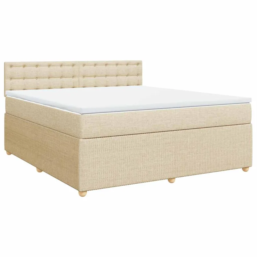 Sommier à lattes de lit avec matelas Crème 180x200 cm Tissu - 2