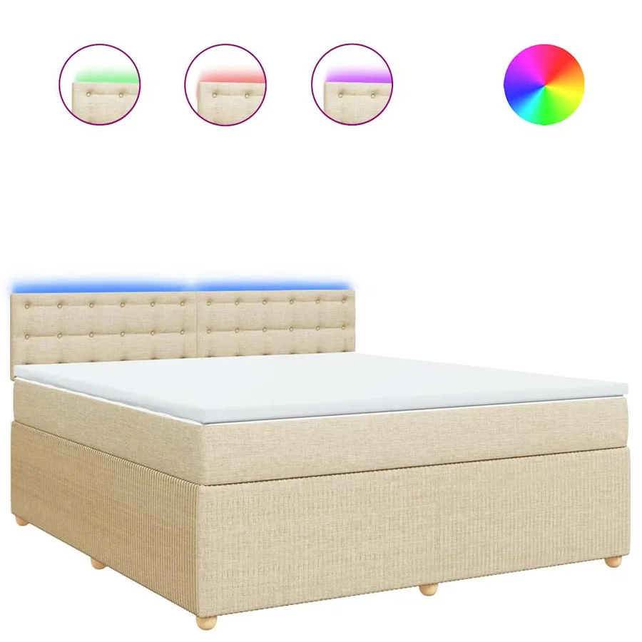 Sommier à lattes de lit avec matelas Crème 180x200 cm Tissu - 2