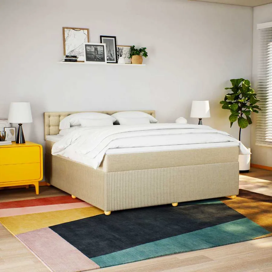 Sommier à lattes de lit avec matelas Crème 180x200 cm Tissu - 4