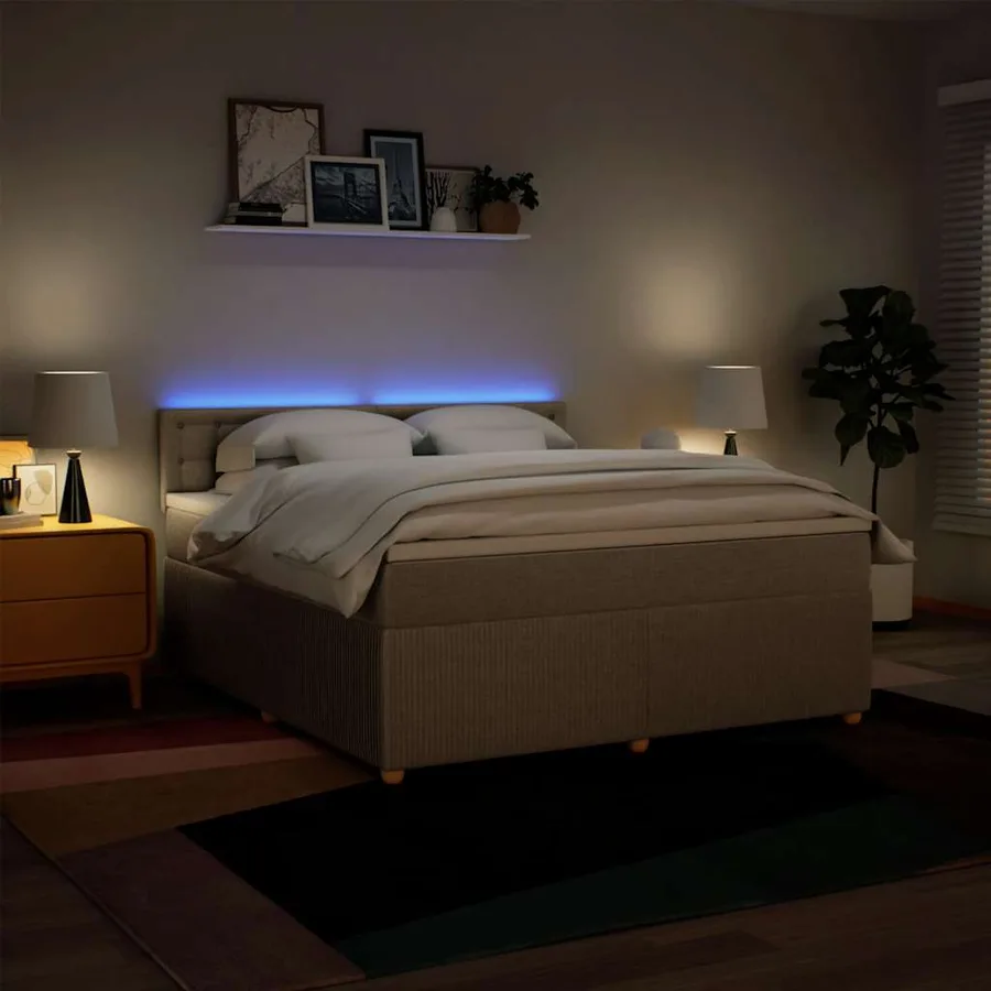 Sommier à lattes de lit avec matelas Crème 180x200 cm Tissu - 5
