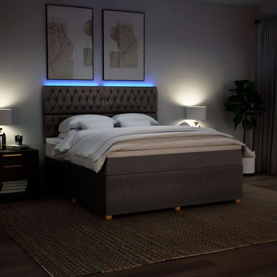 Sommier à lattes de lit avec matelas Taupe 180x200 cm Tissu - 4