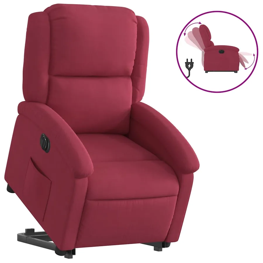 Fauteuil inclinable électrique rouge bordeaux velours - 2