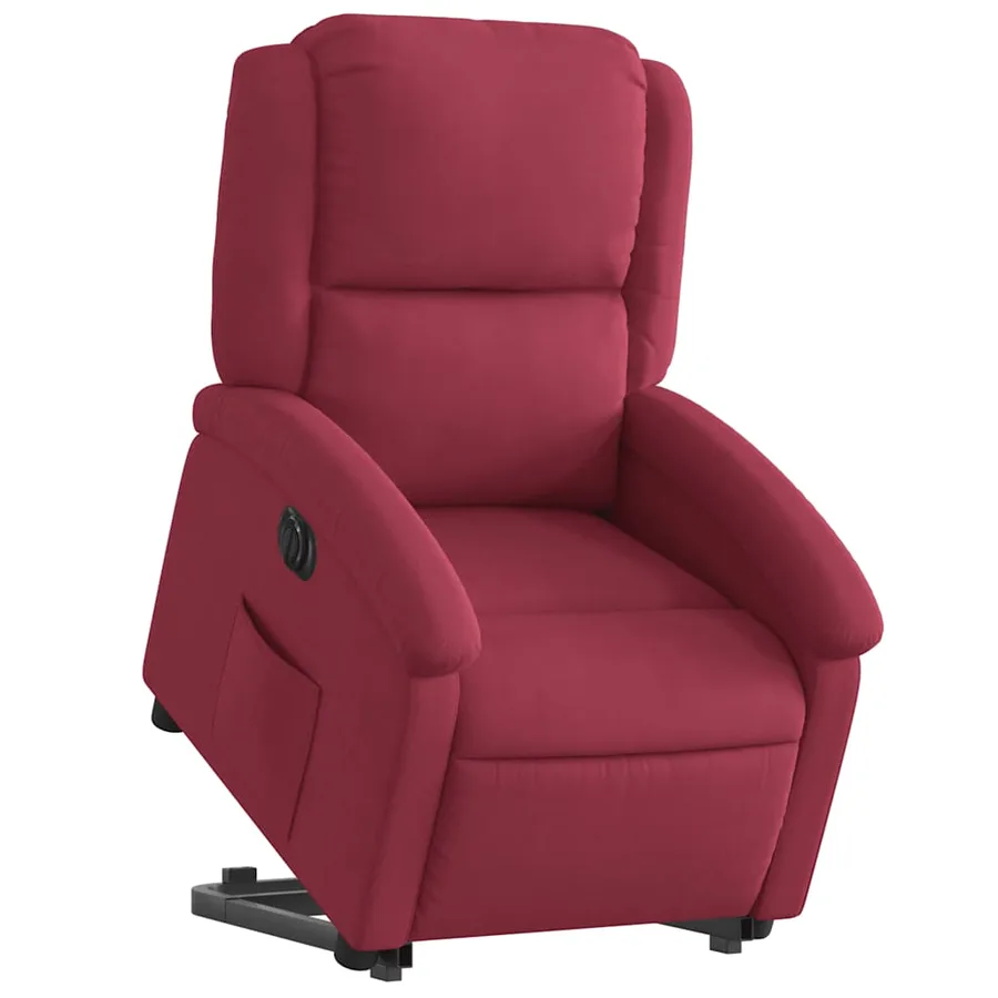 Fauteuil inclinable électrique rouge bordeaux velours - 3