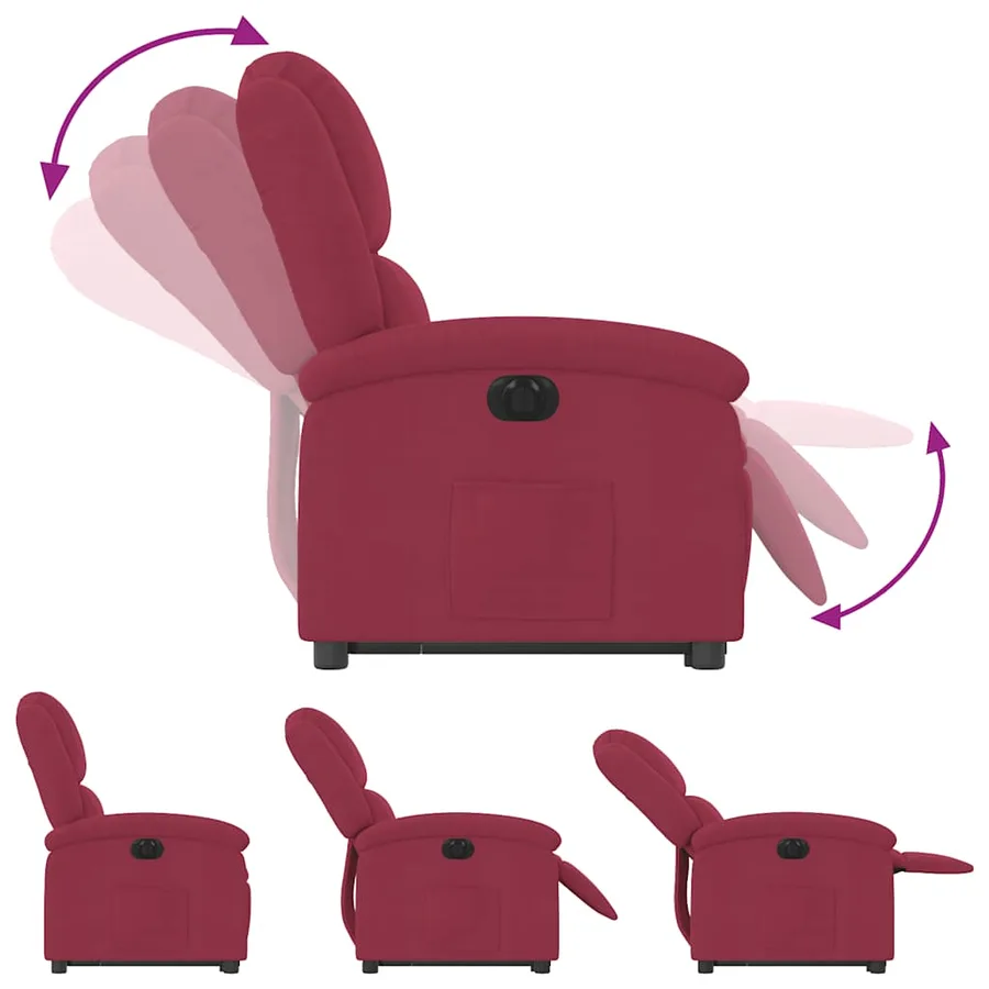 Fauteuil inclinable électrique rouge bordeaux velours - 7