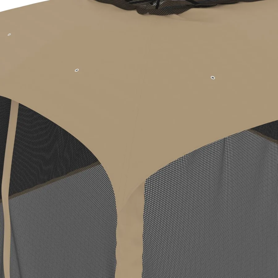 Tonnelle avec double toit et parois en filet taupe acier - 7