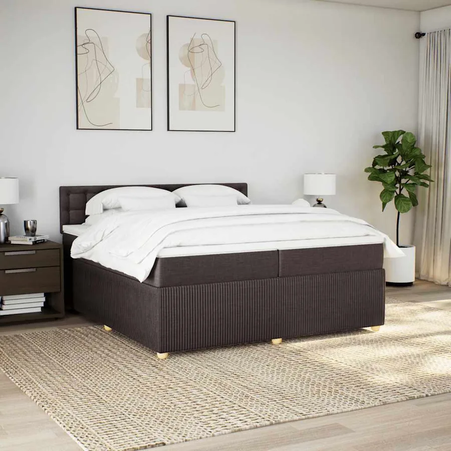 Sommier à lattes de lit avec matelas Marron foncé 200x200 cm - 4