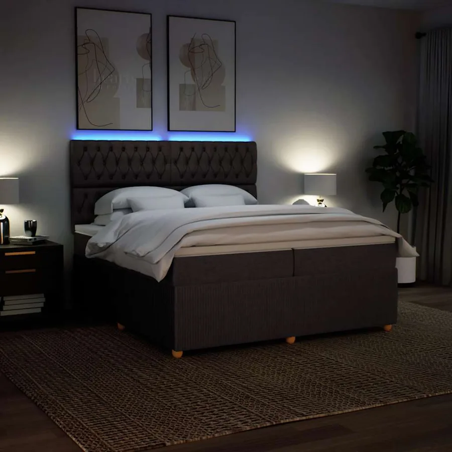 Sommier à lattes de lit avec matelas Marron foncé 200x200 cm - 4
