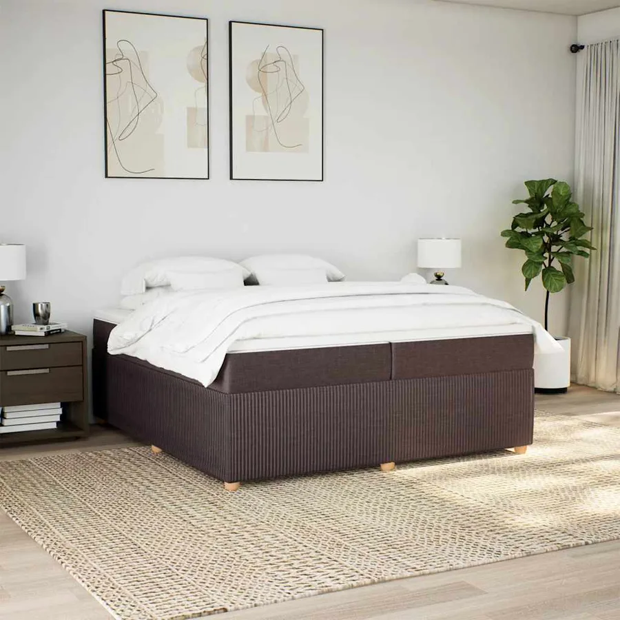 Sommier à lattes de lit avec matelas Marron foncé 200x200 cm - 3