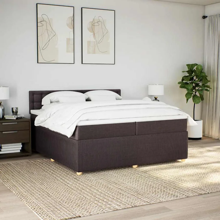 Sommier à lattes de lit avec matelas Marron foncé 200x200 cm - 3