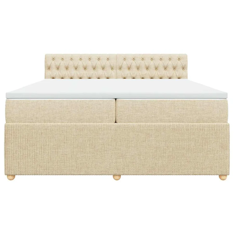 Sommier à lattes de lit avec matelas Crème 200x200 cm Tissu - 4