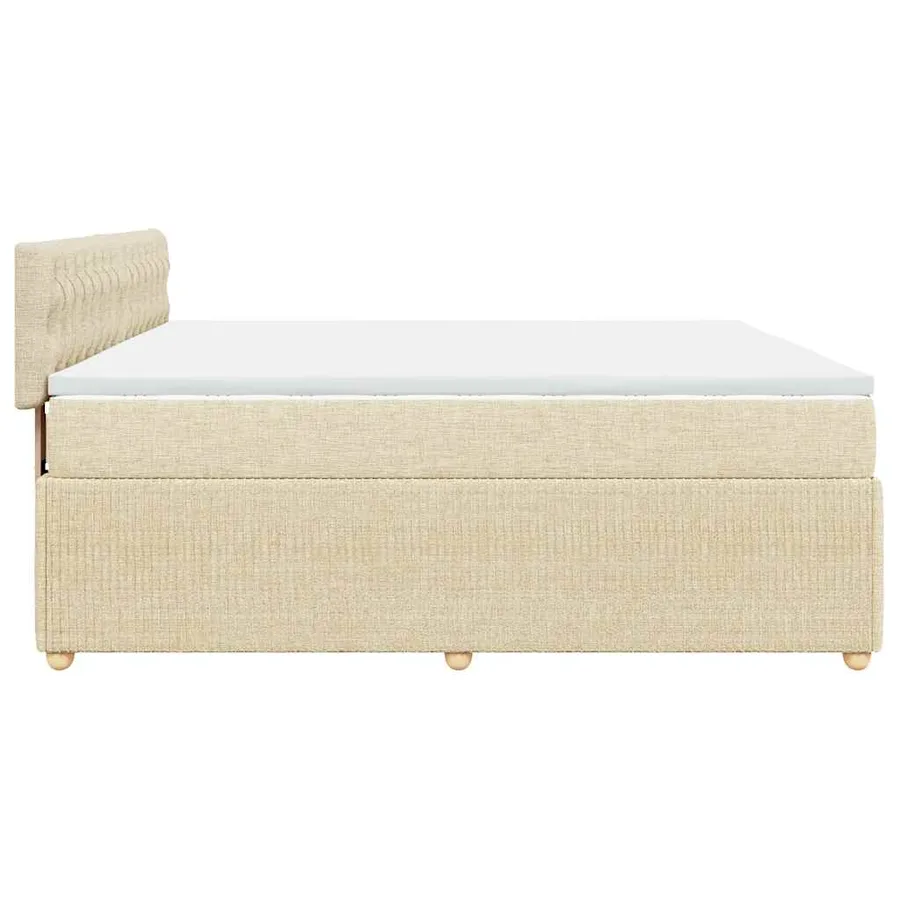 Sommier à lattes de lit avec matelas Crème 200x200 cm Tissu - 5