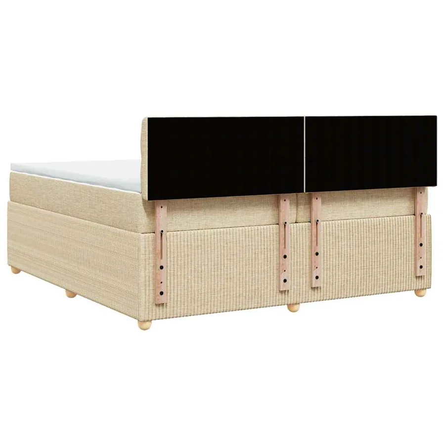 Sommier à lattes de lit avec matelas Crème 200x200 cm Tissu - 6