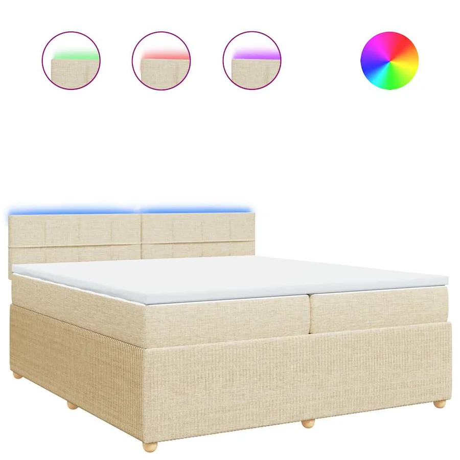 Sommier à lattes de lit avec matelas Crème 200x200 cm Tissu - 2