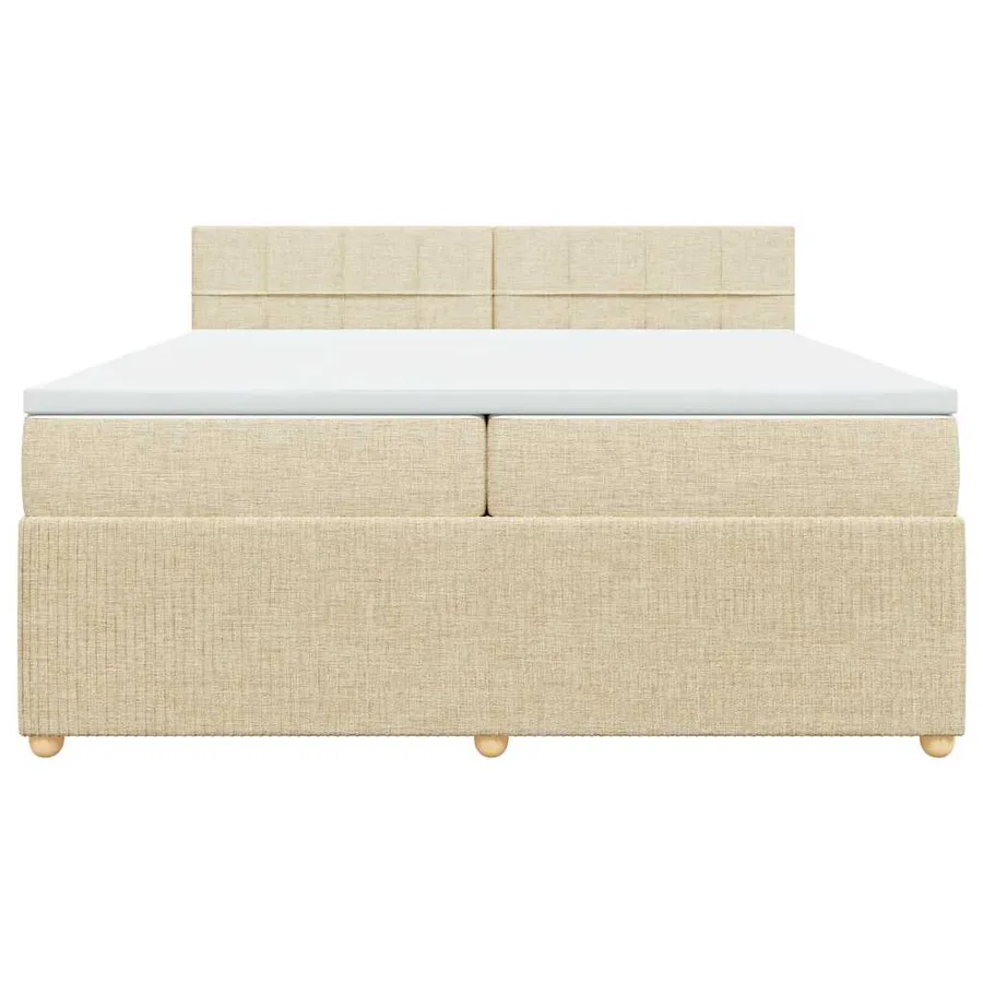 Sommier à lattes de lit avec matelas Crème 200x200 cm Tissu - 6
