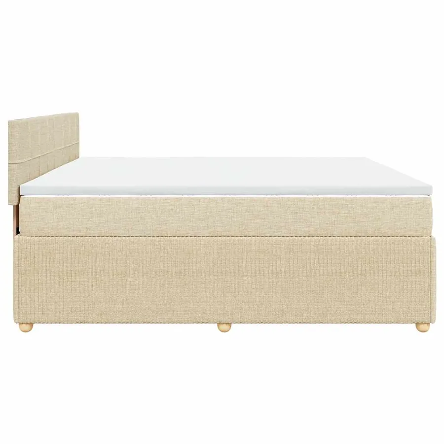 Sommier à lattes de lit avec matelas Crème 200x200 cm Tissu - 7