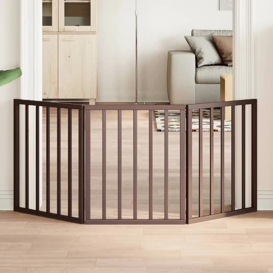 Barrière pour chien pliable 3 panneaux 150 cm bois de peuplier