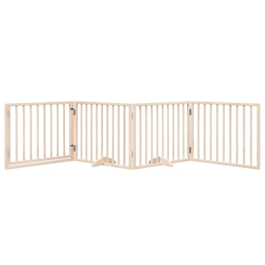Barrière pour chien avec porte pliable 4 panneaux 320 cm Bois de peuplier - 3