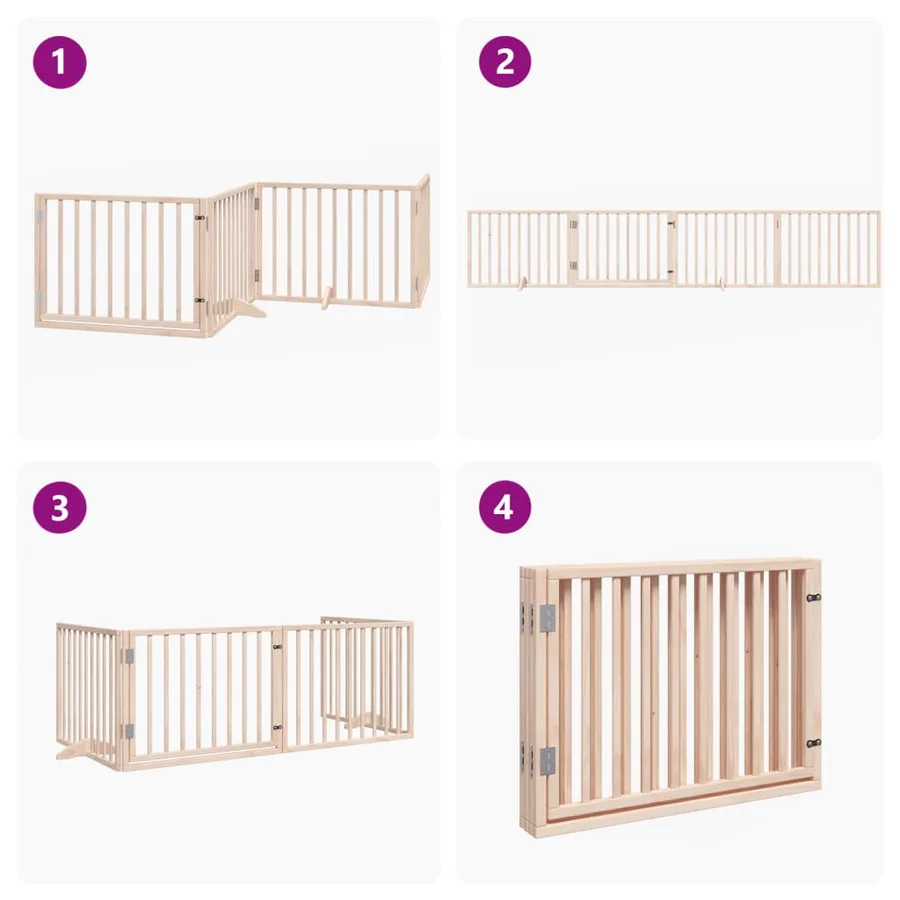 Barrière pour chien avec porte pliable 4 panneaux 320 cm Bois de peuplier - 7