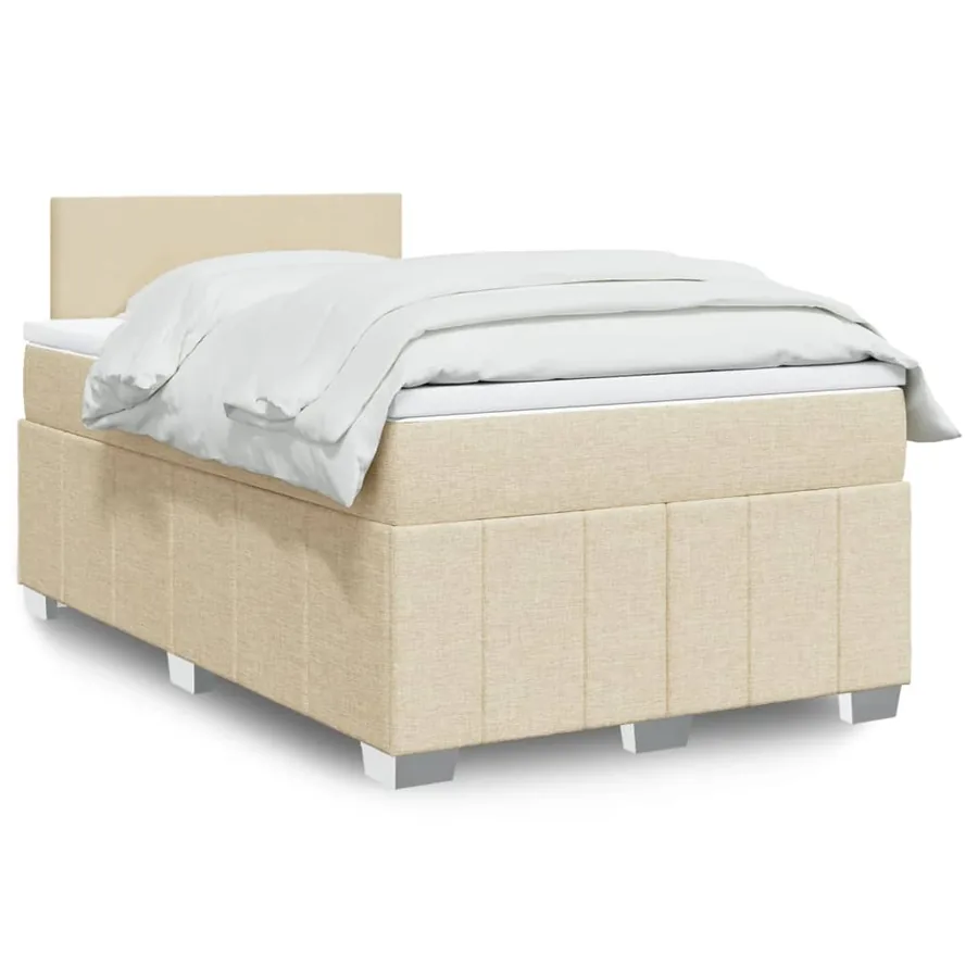 Sommier à lattes de lit avec matelas Crème 120x200 cm Tissu