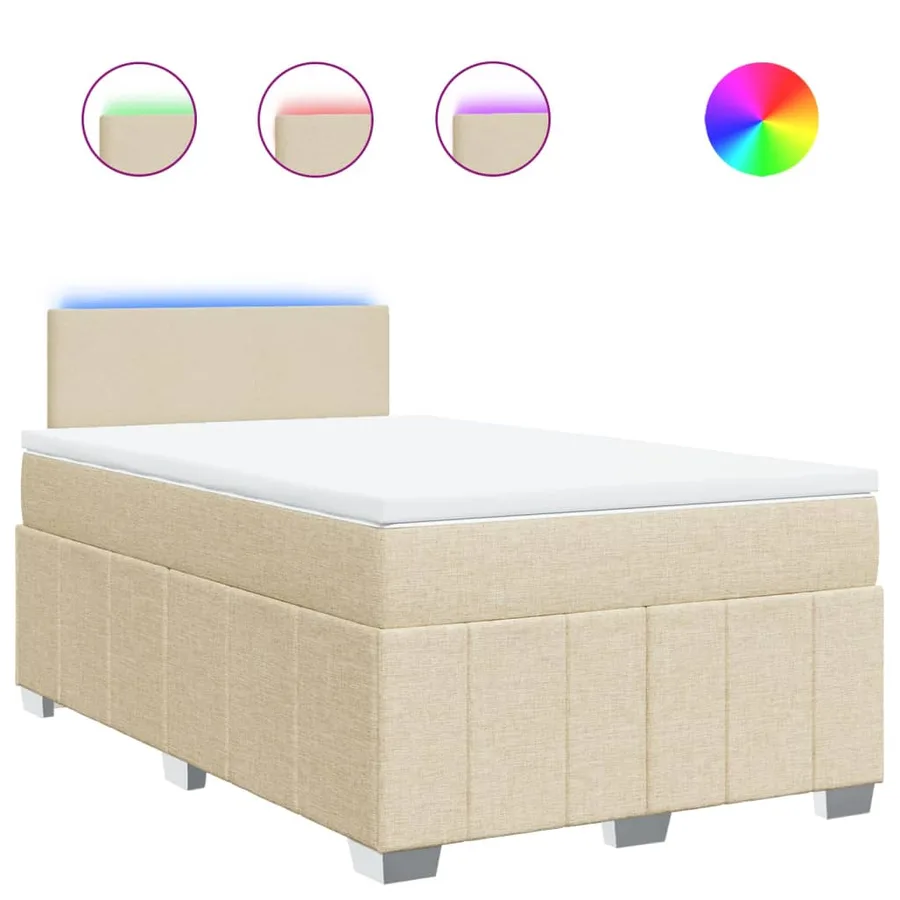 Sommier à lattes de lit avec matelas Crème 120x200 cm Tissu - 2