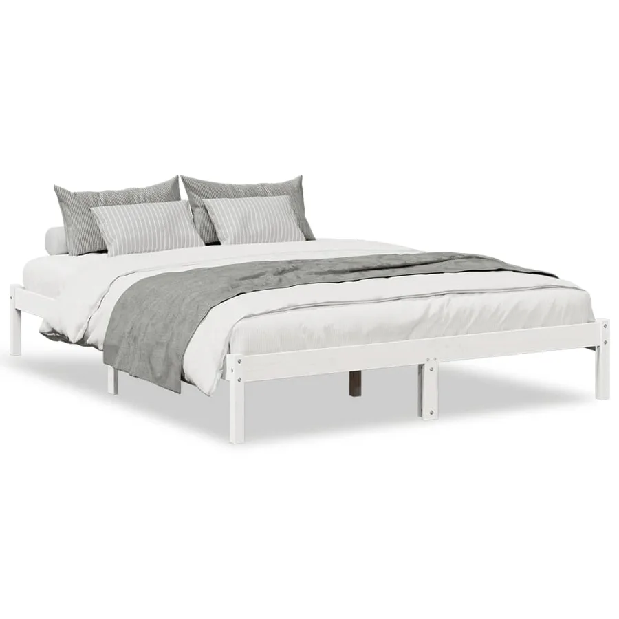 Cadre de lit extra long sans matelas 160x220 cm bois massif pin - 2