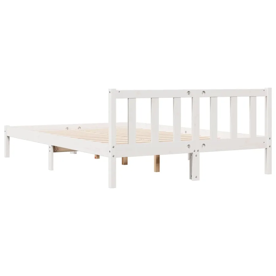 Cadre de lit extra long sans matelas 140x220 cm bois massif pin - 6