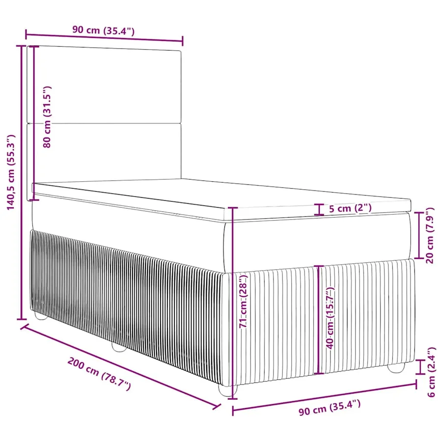 Sommier à lattes de lit avec matelas Marron foncé 90x200 cm - 13