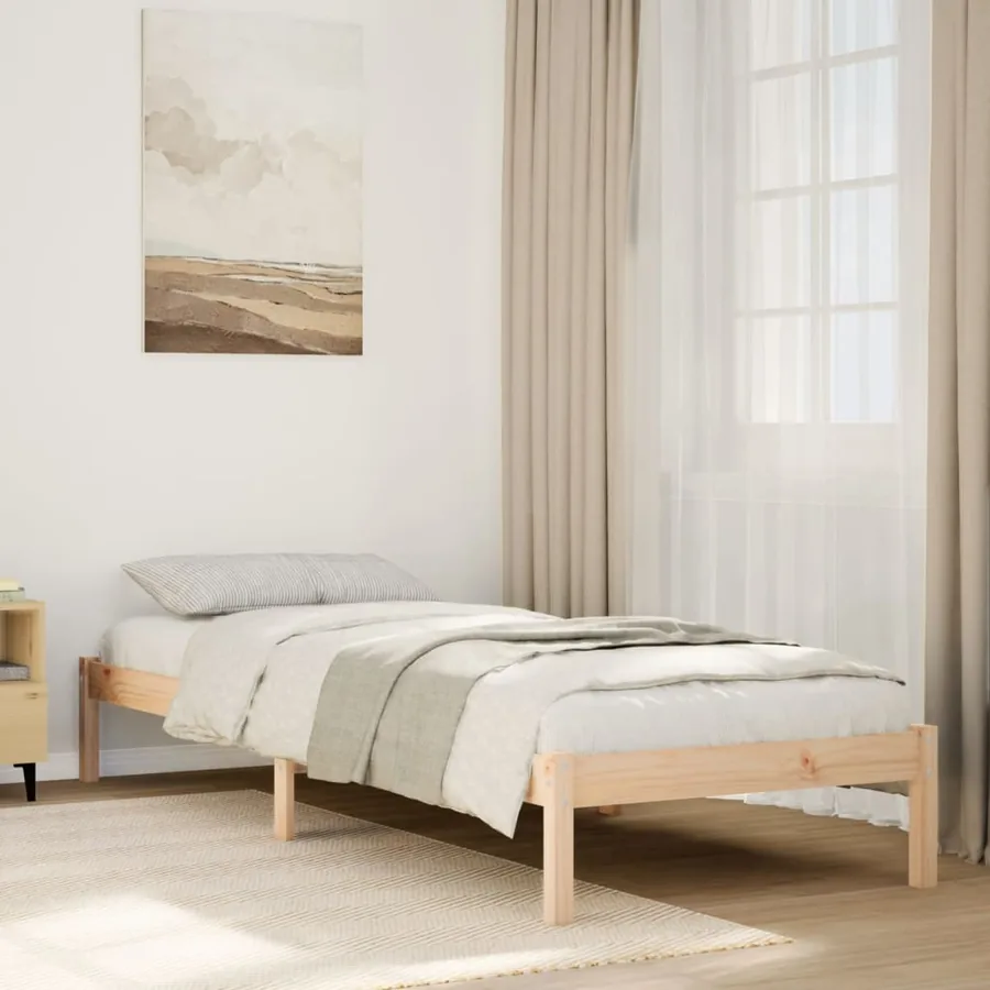 Cadre de lit extra long sans matelas 80x210 cm bois massif pin