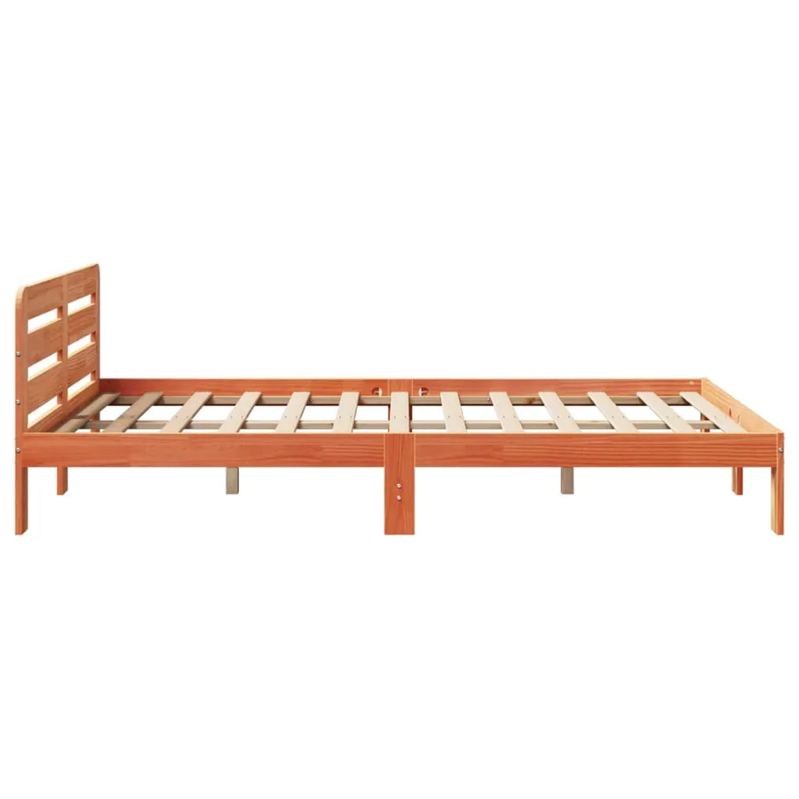 Cadre de lit sans matelas cire marron 160x200cm bois pin massif - 5