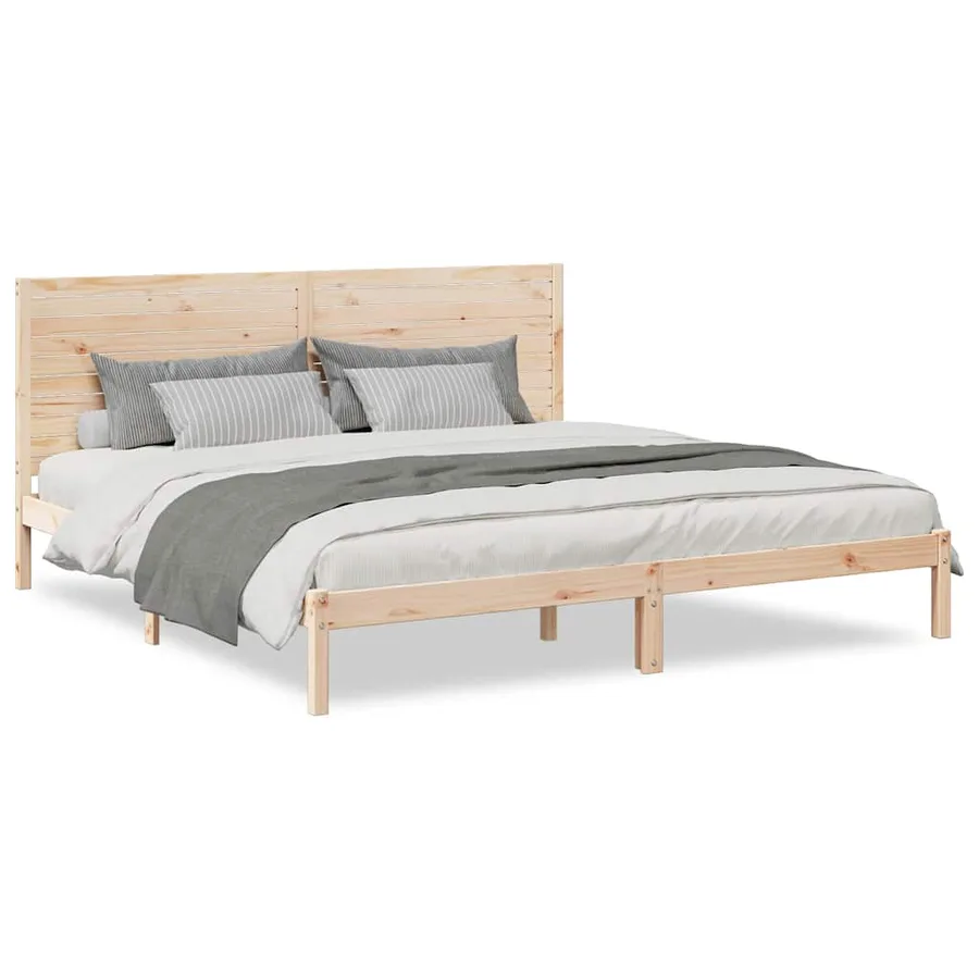 Cadre de lit extra long sans matelas 200x220 cm bois massif - 2