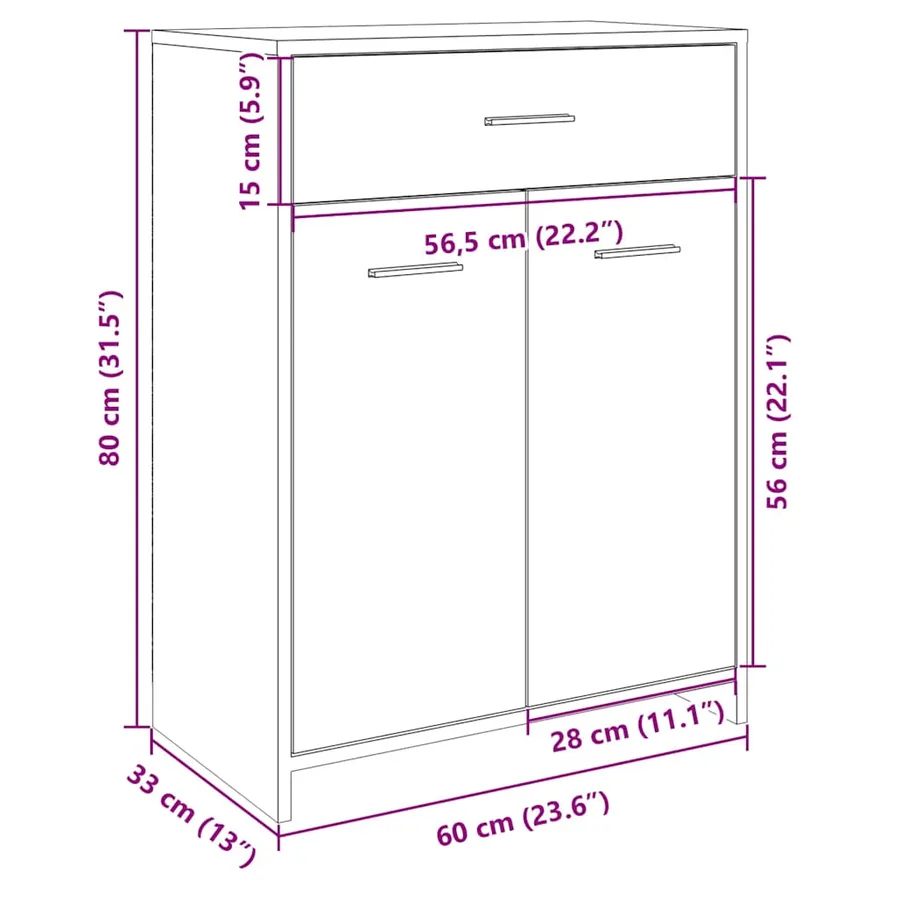 Armoire de salle de bain Chêne sonoma 60x33x80 cm Aggloméré - 11