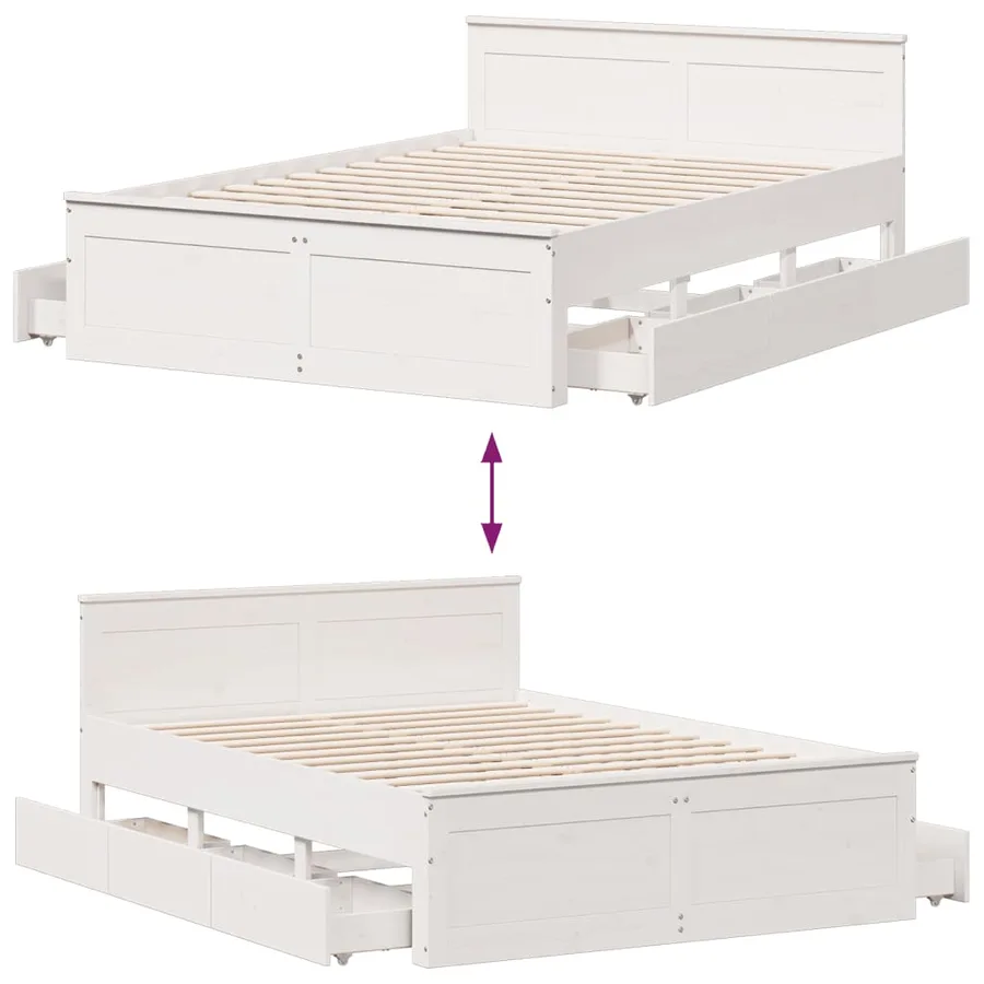 Cadre de lit sans matelas avec tête de lit blanc 150x200 cm pin - 10