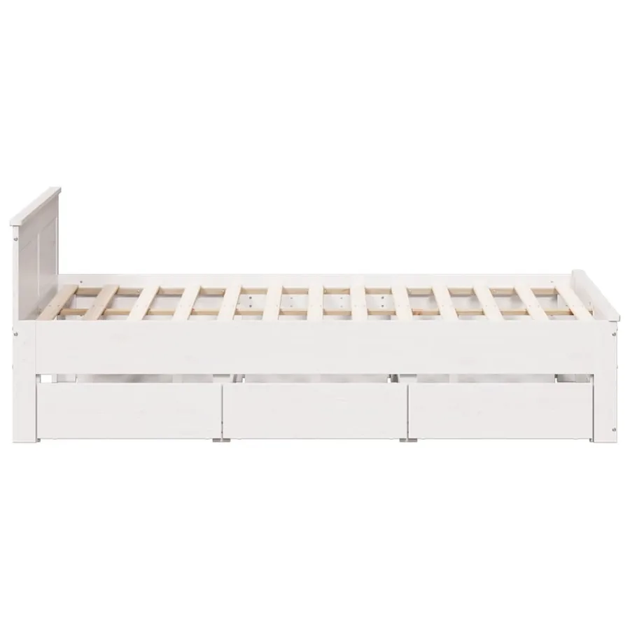 Cadre de lit sans matelas avec tête de lit blanc 150x200 cm pin - 5