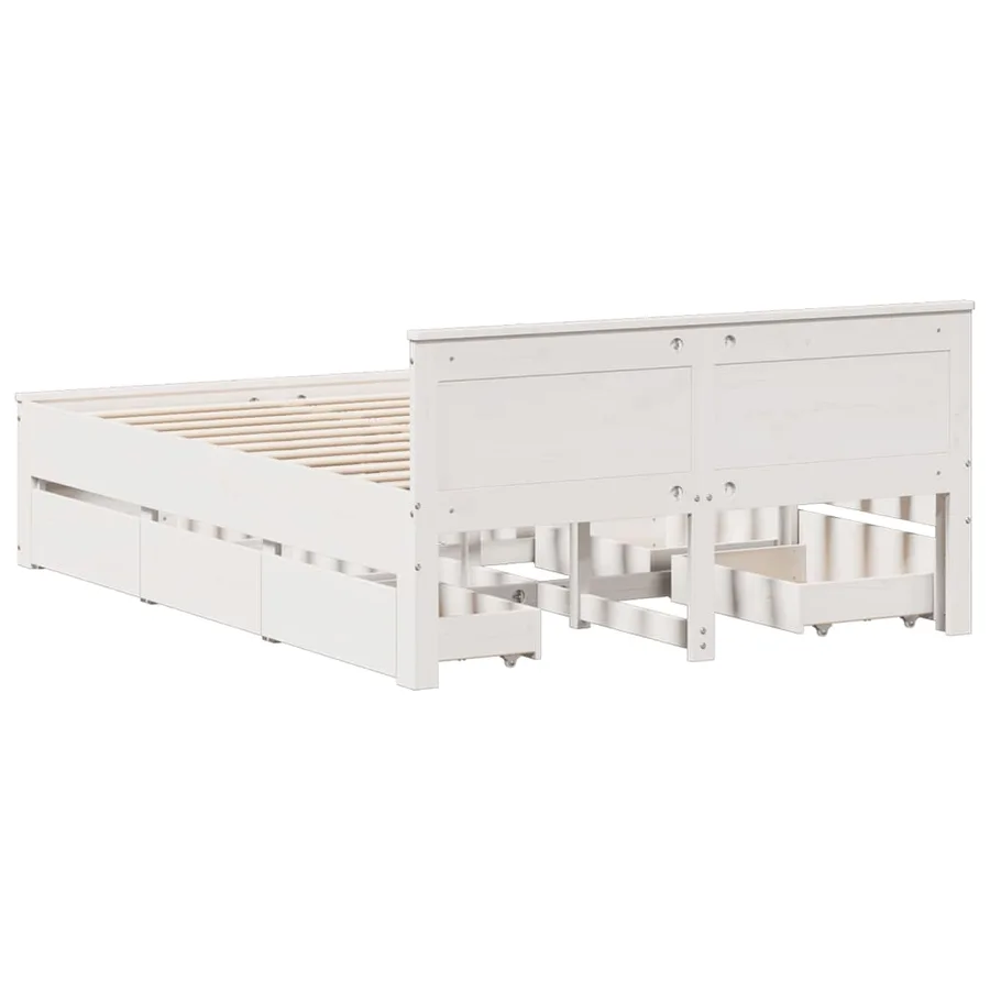 Cadre de lit sans matelas avec tête de lit blanc 150x200 cm pin - 6