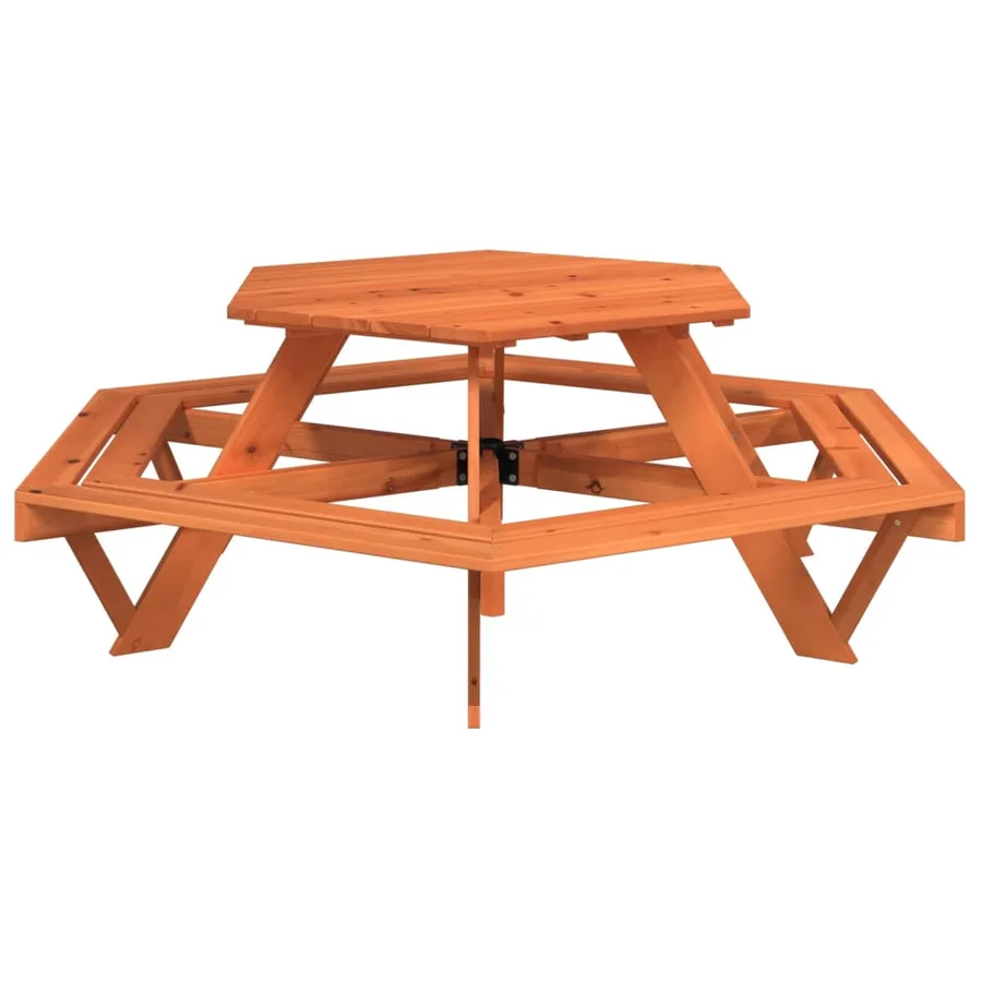 Table de pique-nique pour 6 enfants avec parasol hexagone sapin - 8