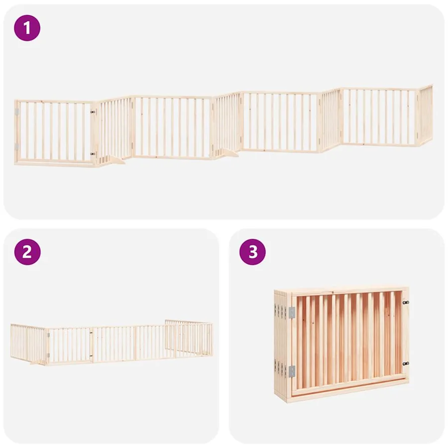 Barrière pour chien porte pliable 8 panneaux bois de peuplier - 5