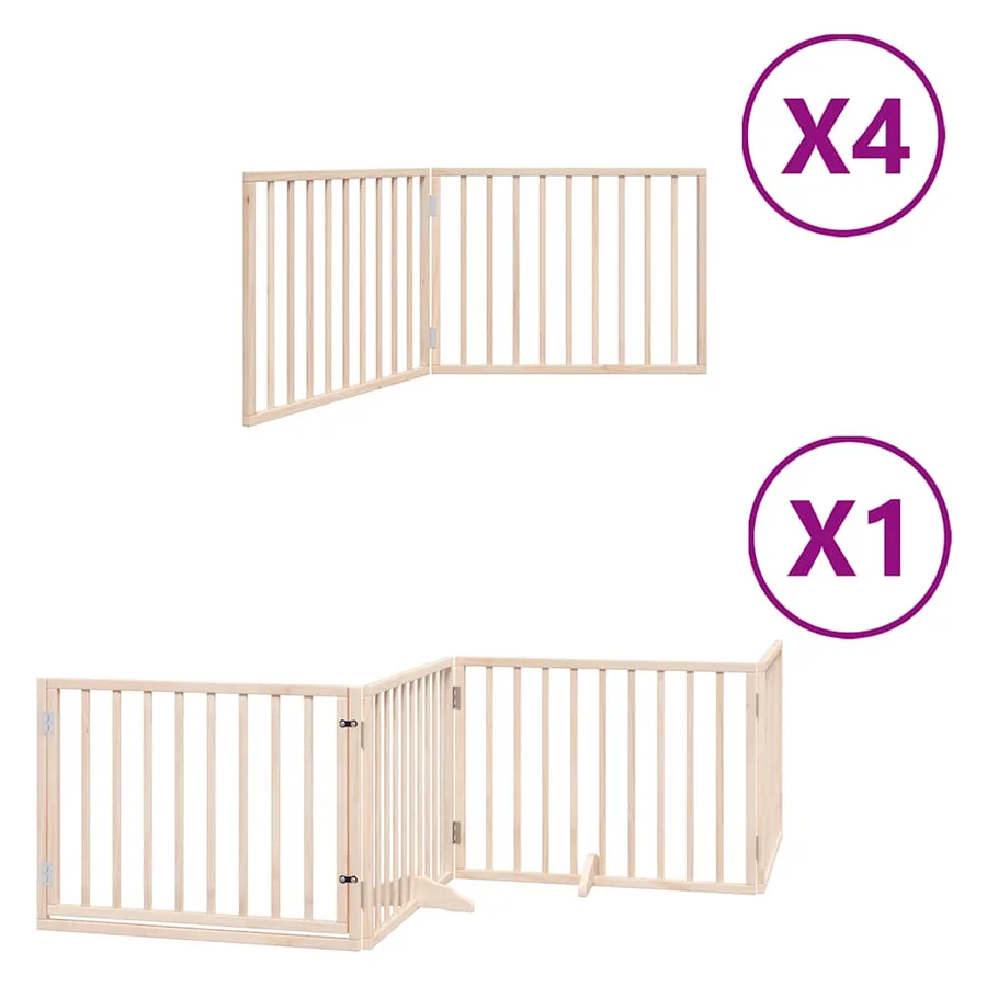 Barrière pour chien porte pliable 12 panneaux bois de peuplier - 2