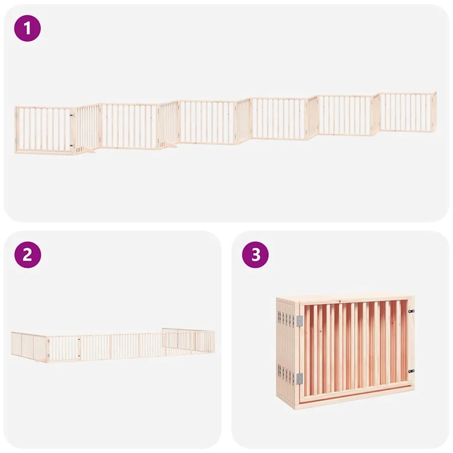 Barrière pour chien porte pliable 12 panneaux bois de peuplier - 5