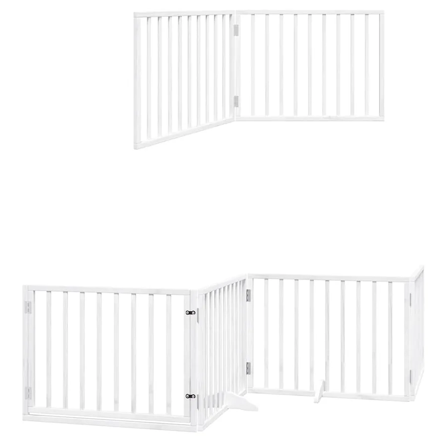 Barrière pour chien porte pliable 6panneaux blanc bois peuplier - 12