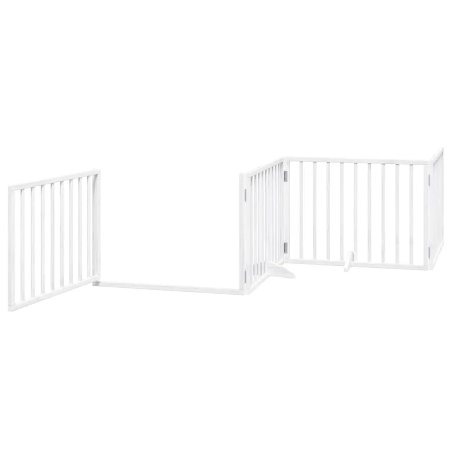 Barrière pour chien porte pliable 6panneaux blanc bois peuplier - 4