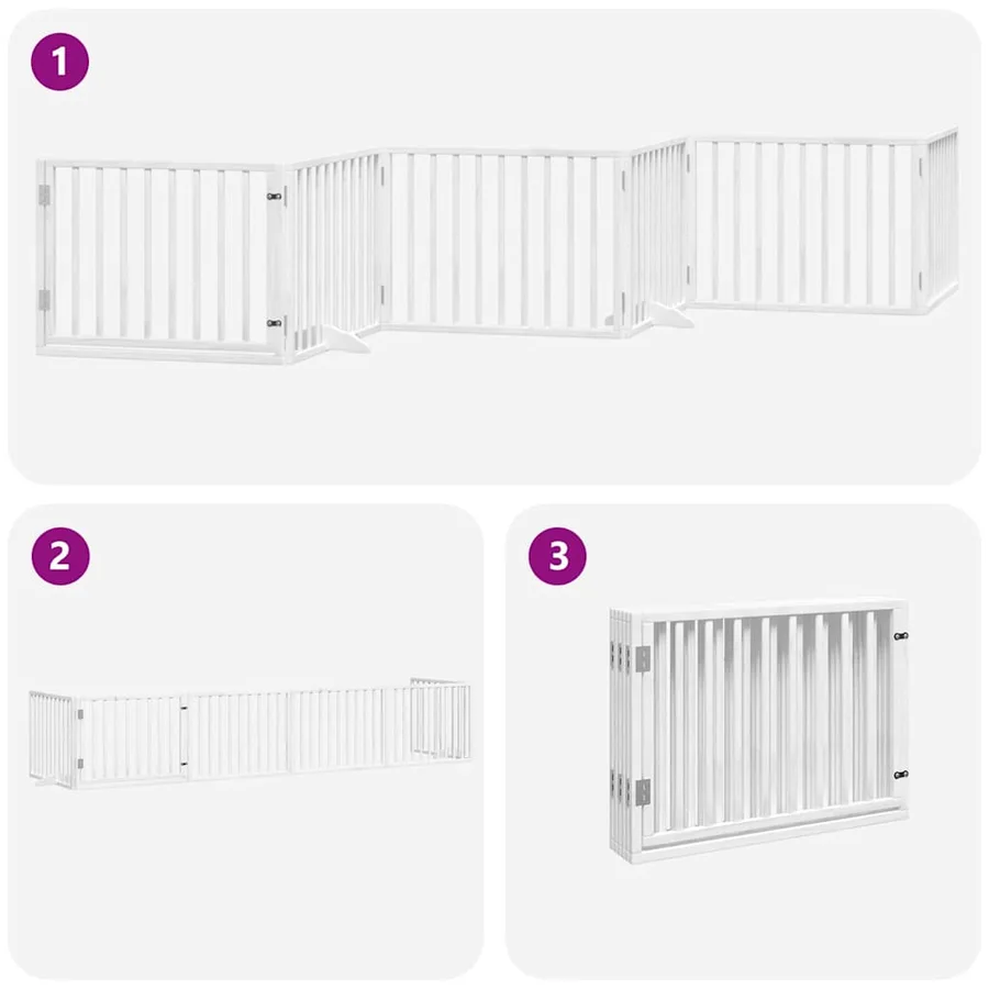 Barrière pour chien porte pliable 6panneaux blanc bois peuplier - 5