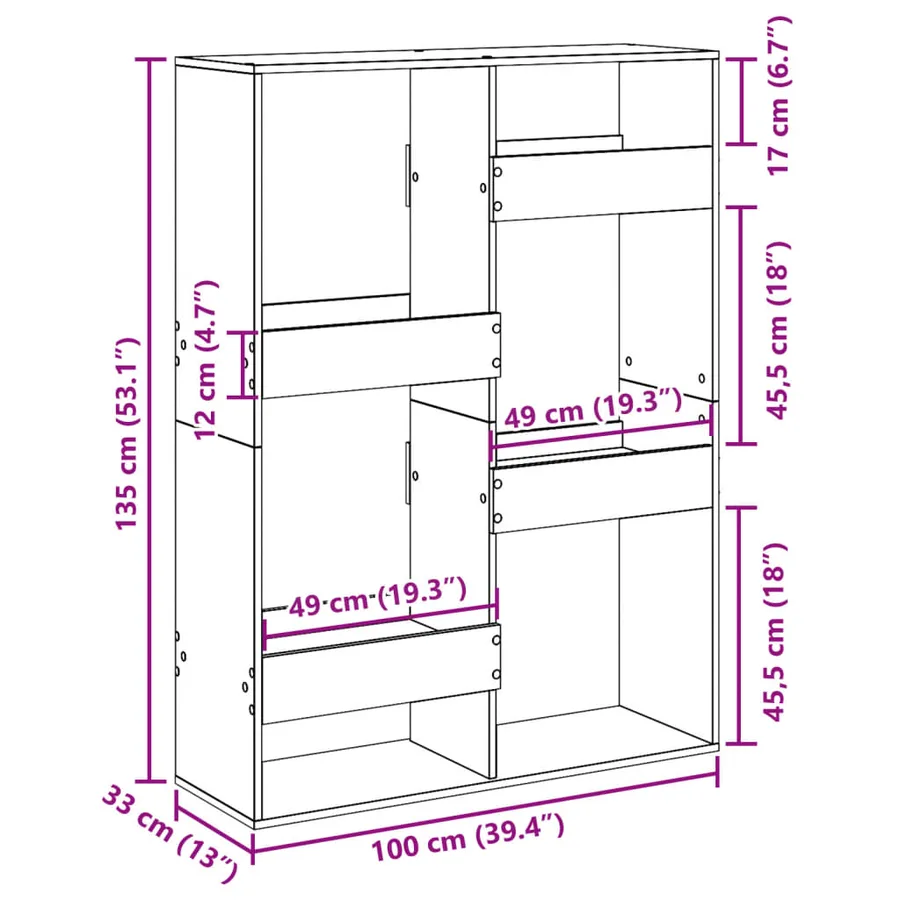 Bibliothèque blanc 100x33x135 cm bois d'ingénierie - 9