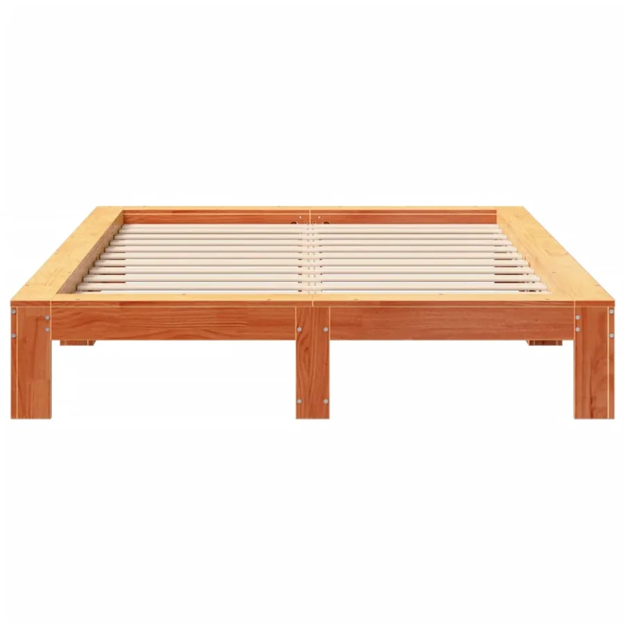 Cadre de lit sans matelas cire marron 140x200cm bois pin massif - 4